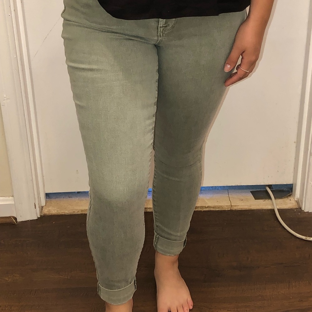 Olive green skinny jeans